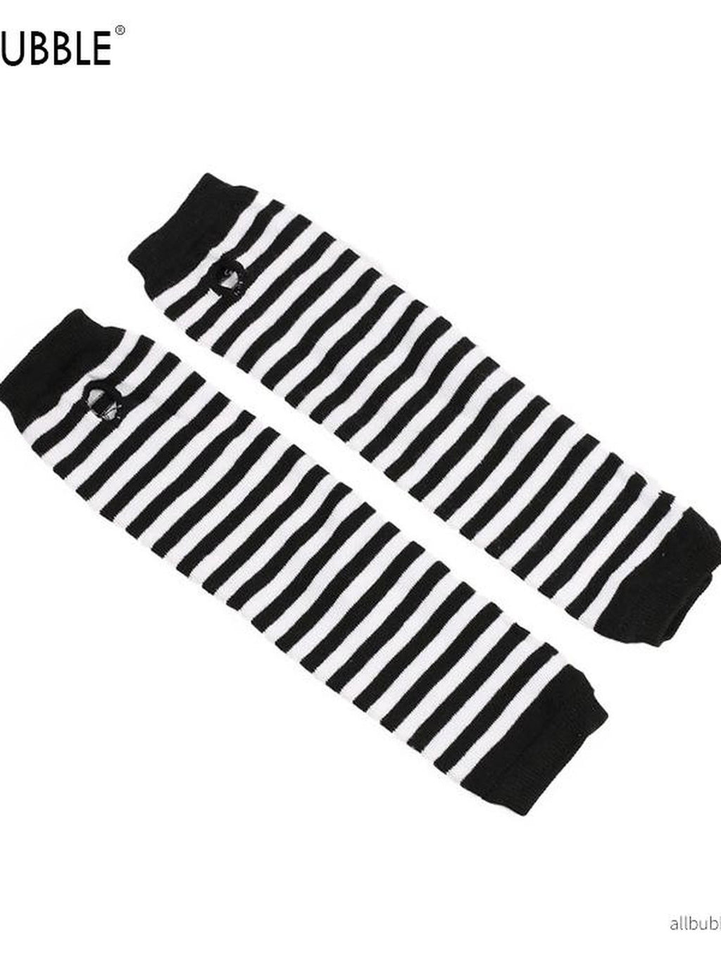 allbubble Striped Half Finger Cotton Women's Arm Warmers