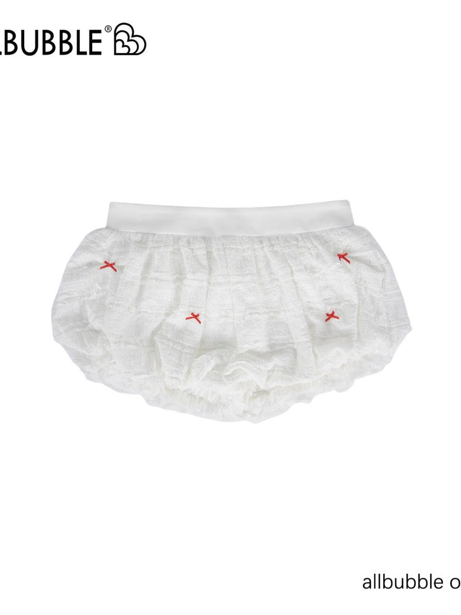 allbubble White Lace Bow Low Rise Cleanfit Women's Polyester Shorts