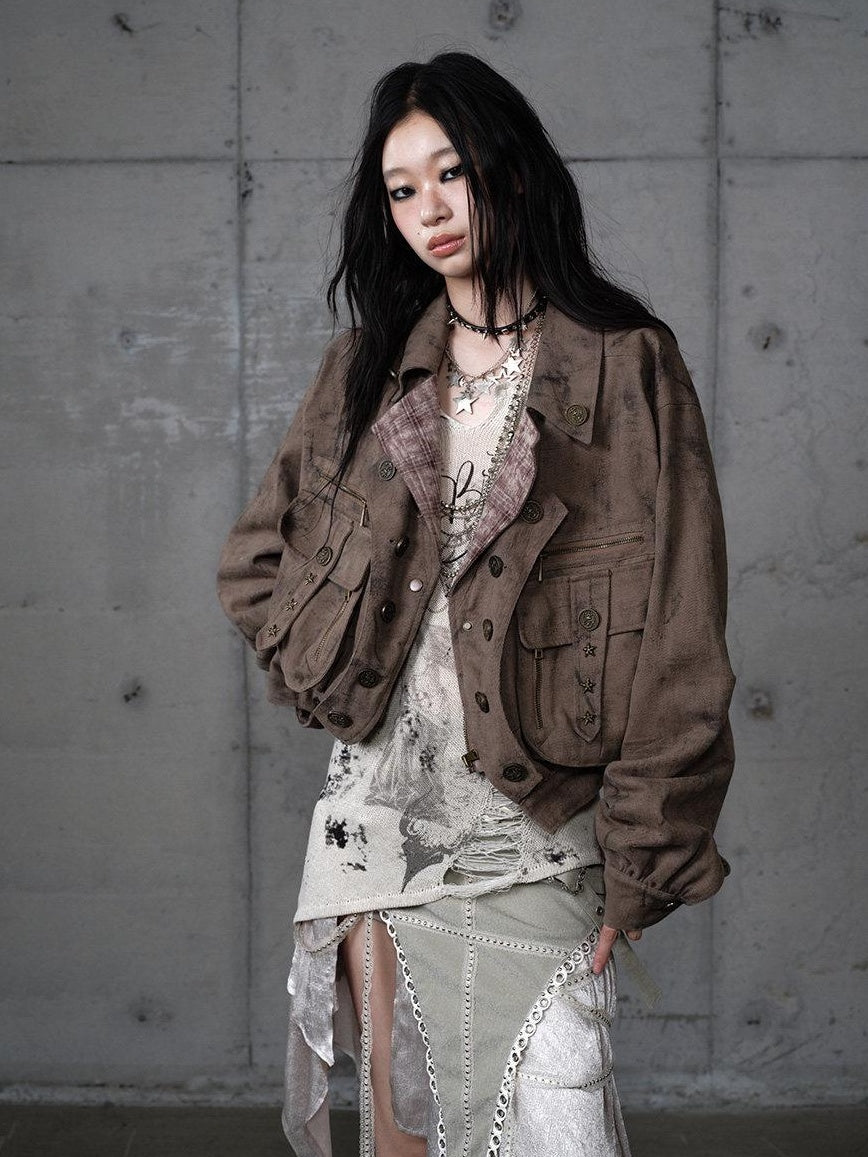 NO ROMANCE Vintage Oversized Plaid Lapel Button Front Long Sleeve Women Casual Jackets