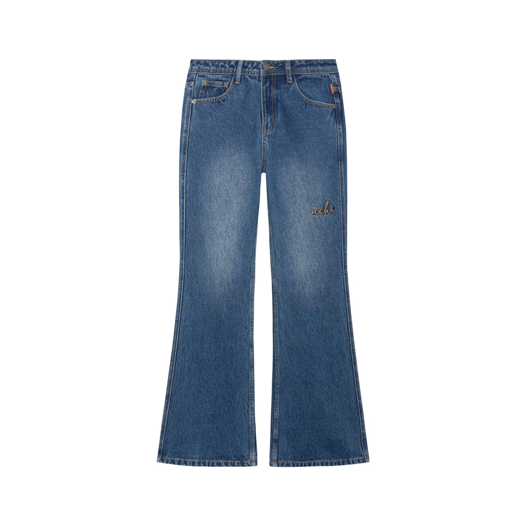 Achihara_Slight_Embroidered_Distressed_Wash_Slim_Women'S_Denim_Flare_Jeans_MISSTT