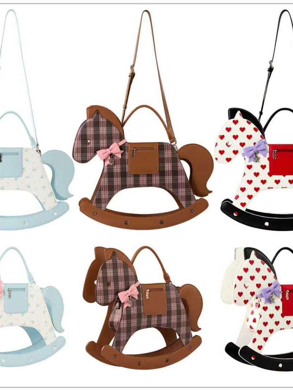 CFIERCE Floral Horse Shaped Sweet Edgy Single Strap Zipper Unisex Crossbody Bag