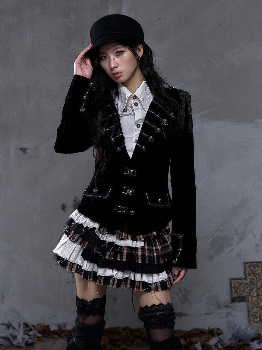 NO ROMANCE Layered Low Waist Punk Cake Skirt Loose Linen Cotton Youth Citywalk Mini Skirts