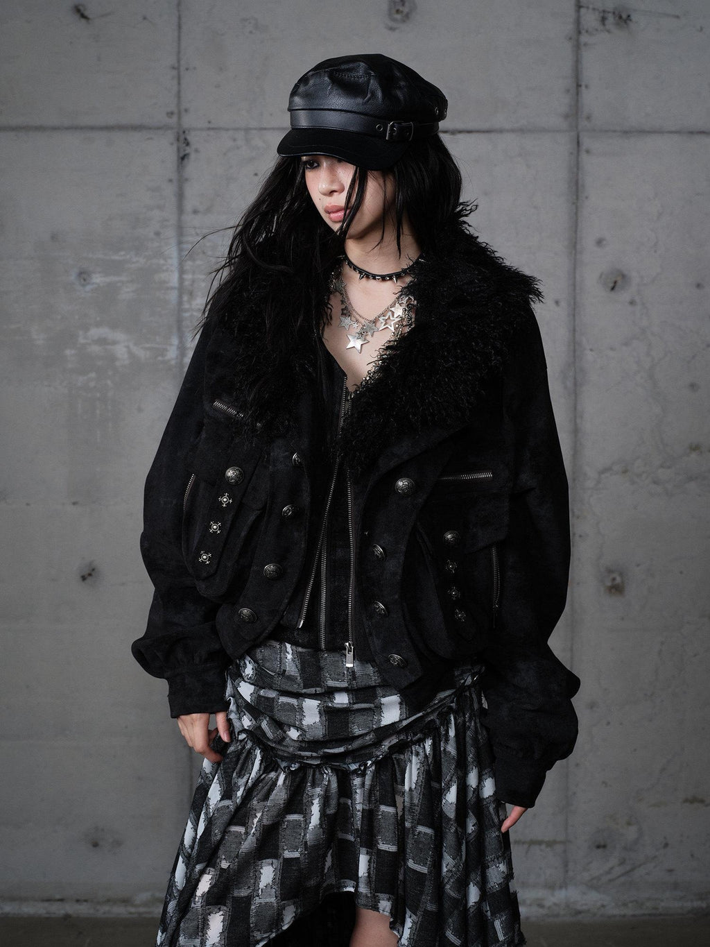 NO ROMANCE Palace Inspired Loose Fit Faux Two Piece Lapel Zipper Women Casual Jackets