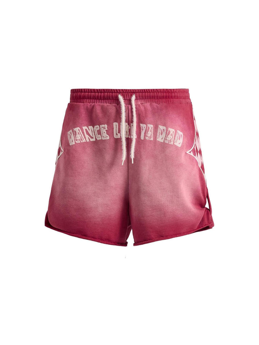 EMOBROTHER Pure Cotton Embroidery Relaxed Midrise Pockets Text Red Blue Short Trousers