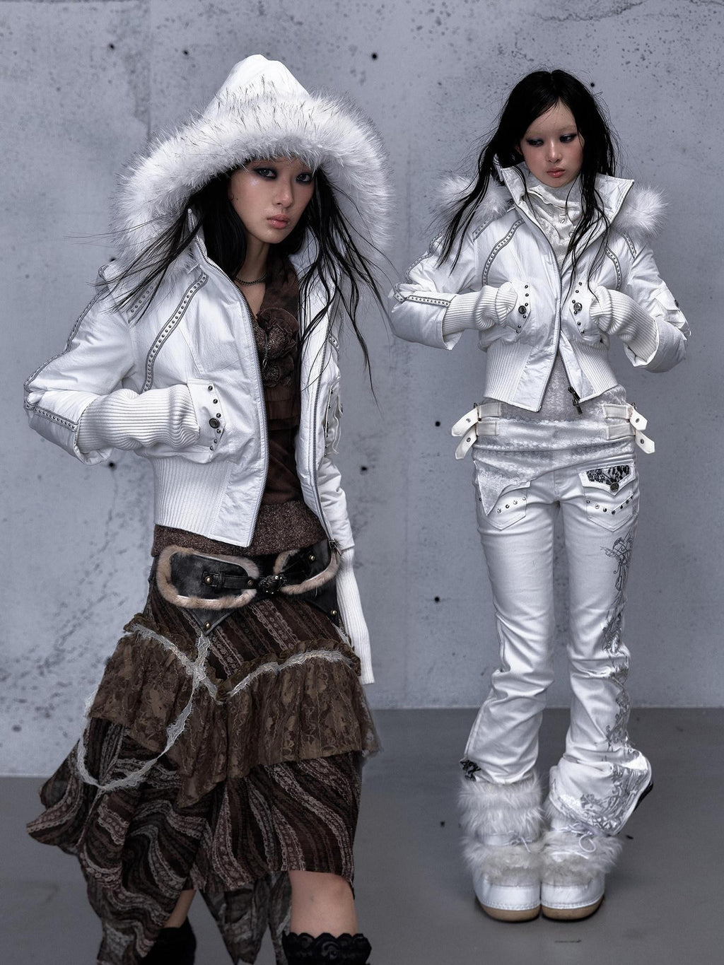 NO ROMANCE Edgy Punk Slim Fit Hooded Cropped Short Sleeve Zipper Women Puffer Jackets