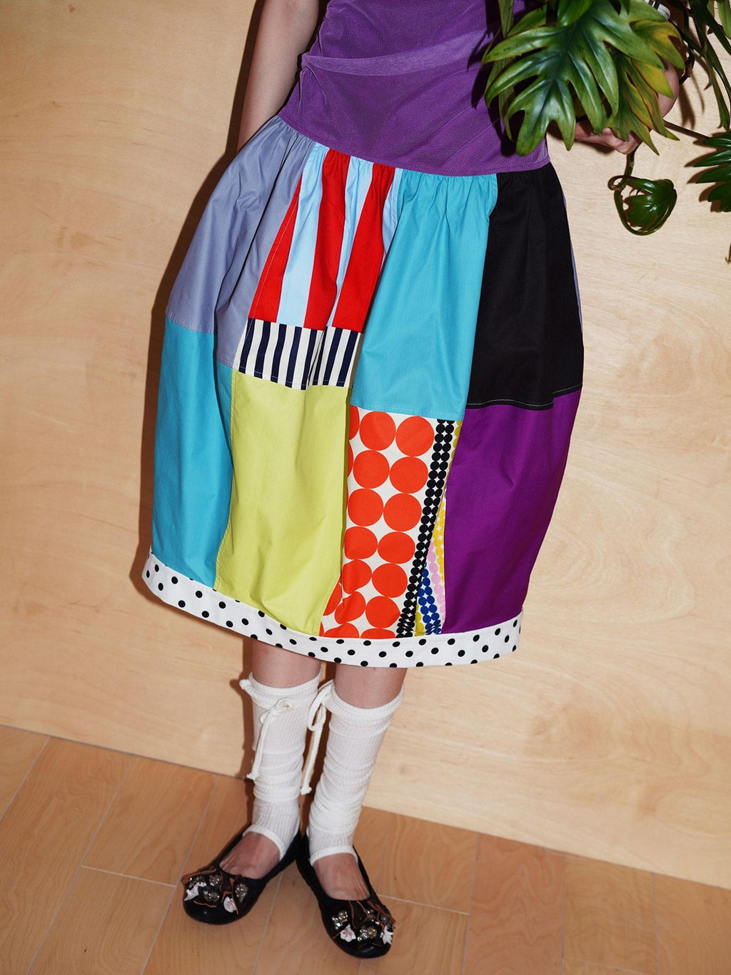 badtaste 17 Panel Spliced Printed Balloon Tuck Spaghetti Women's Slip Midi Dresses