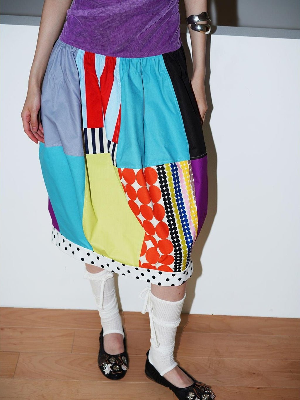 badtaste 17 Panel Spliced Printed Balloon Tuck Spaghetti Women's Slip Midi Dresses