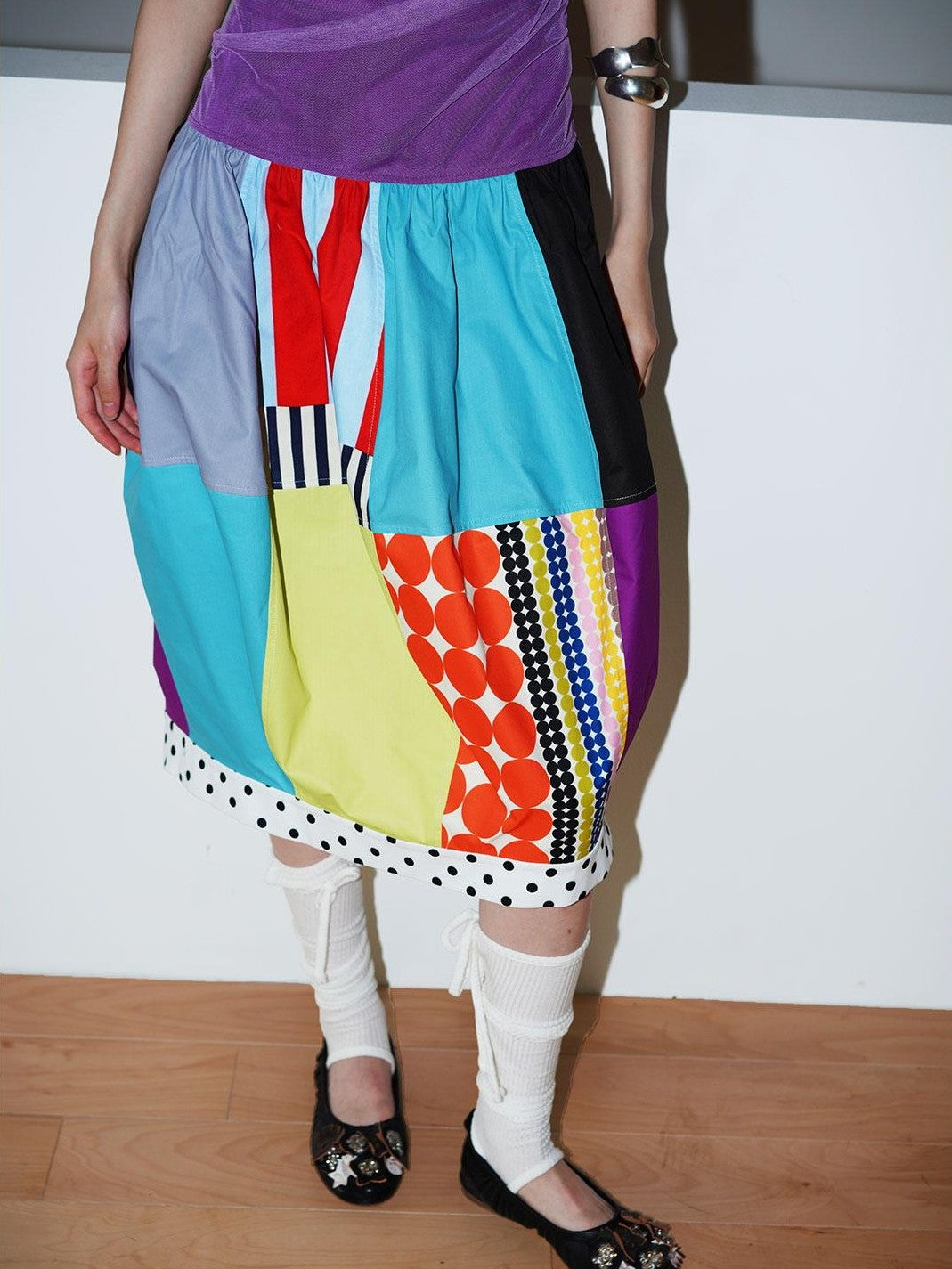 badtaste 17 Panel Spliced Printed Balloon Tuck Spaghetti Women's Slip Midi Dresses
