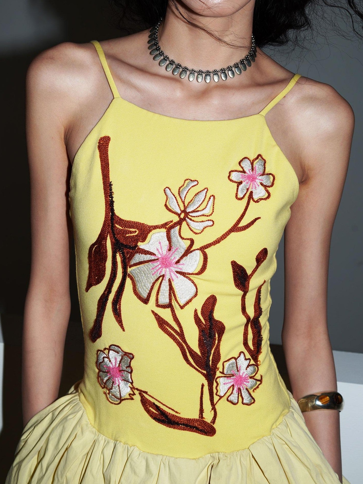 badtaste 3d Embroidered Spaghetti Strap Flared Structured Women's Slip Maxi Dresses