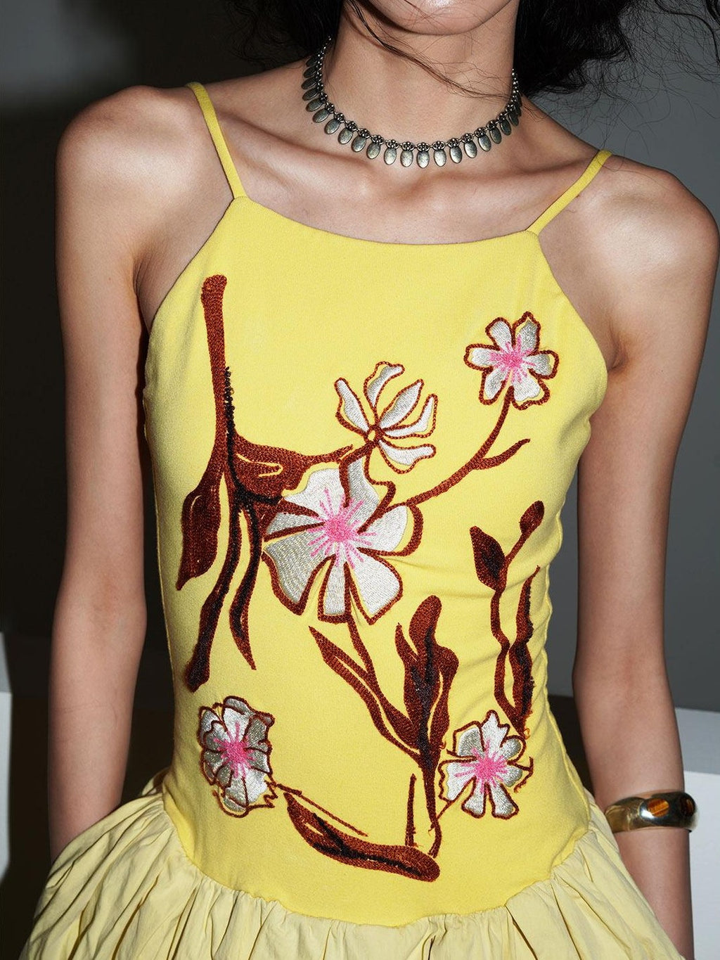 badtaste 3d Embroidered Spaghetti Strap Flared Structured Women's Slip Maxi Dresses