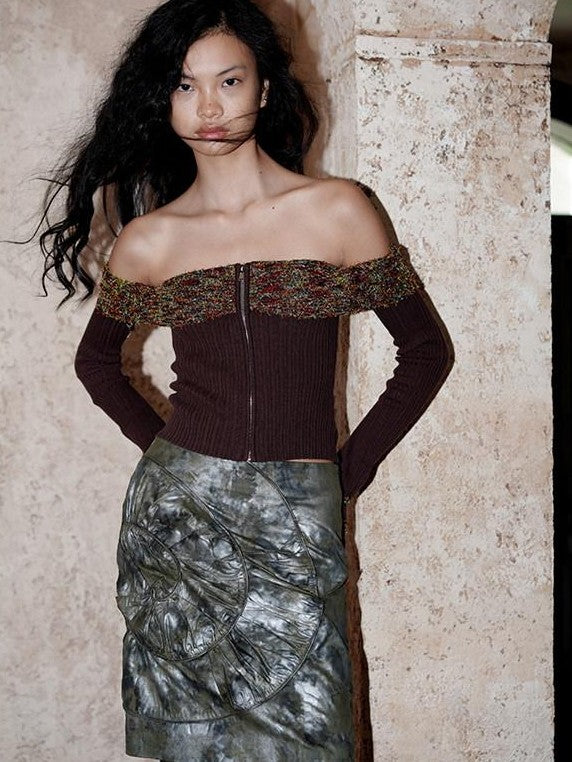 badtaste Army Green Patchwork Colorblock Spiral Ruched Pleat Women's Mini Skirts
