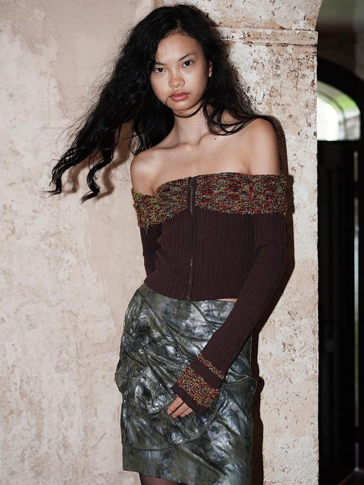 badtaste Army Green Patchwork Colorblock Spiral Ruched Pleat Women's Mini Skirts
