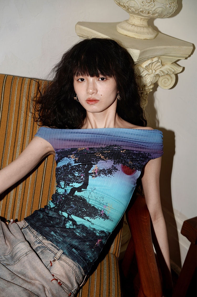 badtaste_Asymmetrical_Shoulder_Chinese_Print_Slim_Fit_Women's_Short_Sleeve_T-shirts_805904722408_MISSTT