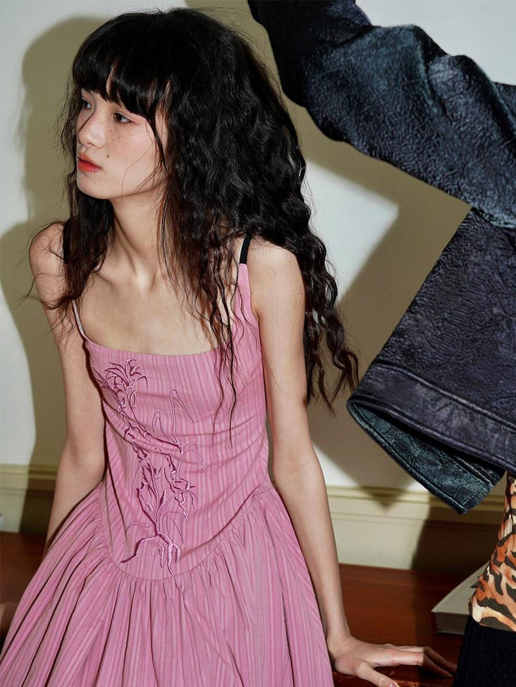 badtaste Backless Chinese Embroidered Cinched Waist Women's Cotton Slip Maxi Dresses