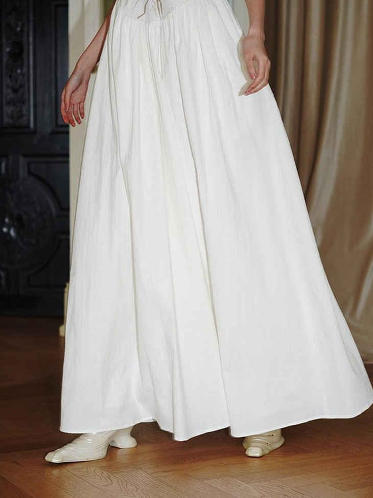 badtaste Backless Chinese Embroidered Cinched Waist Women's Cotton Slip Maxi Dresses