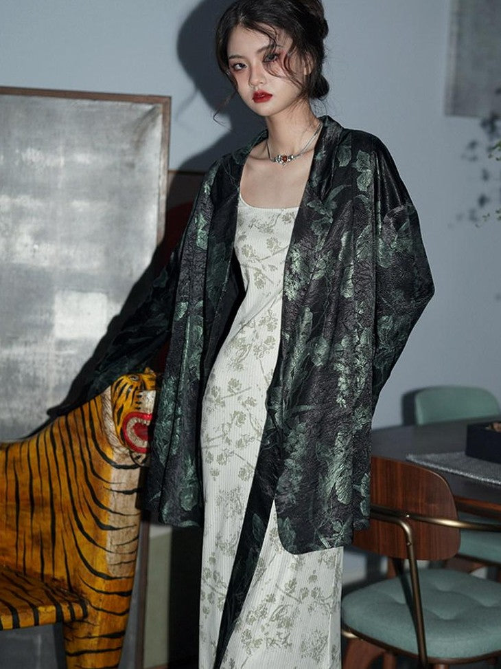 badtaste Black Purple White Western Printed Retro Lace Up Loose Fit Women's Blazers
