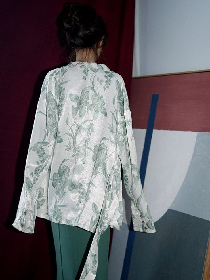 badtaste Black Purple White Western Printed Retro Lace Up Loose Fit Women's Blazers