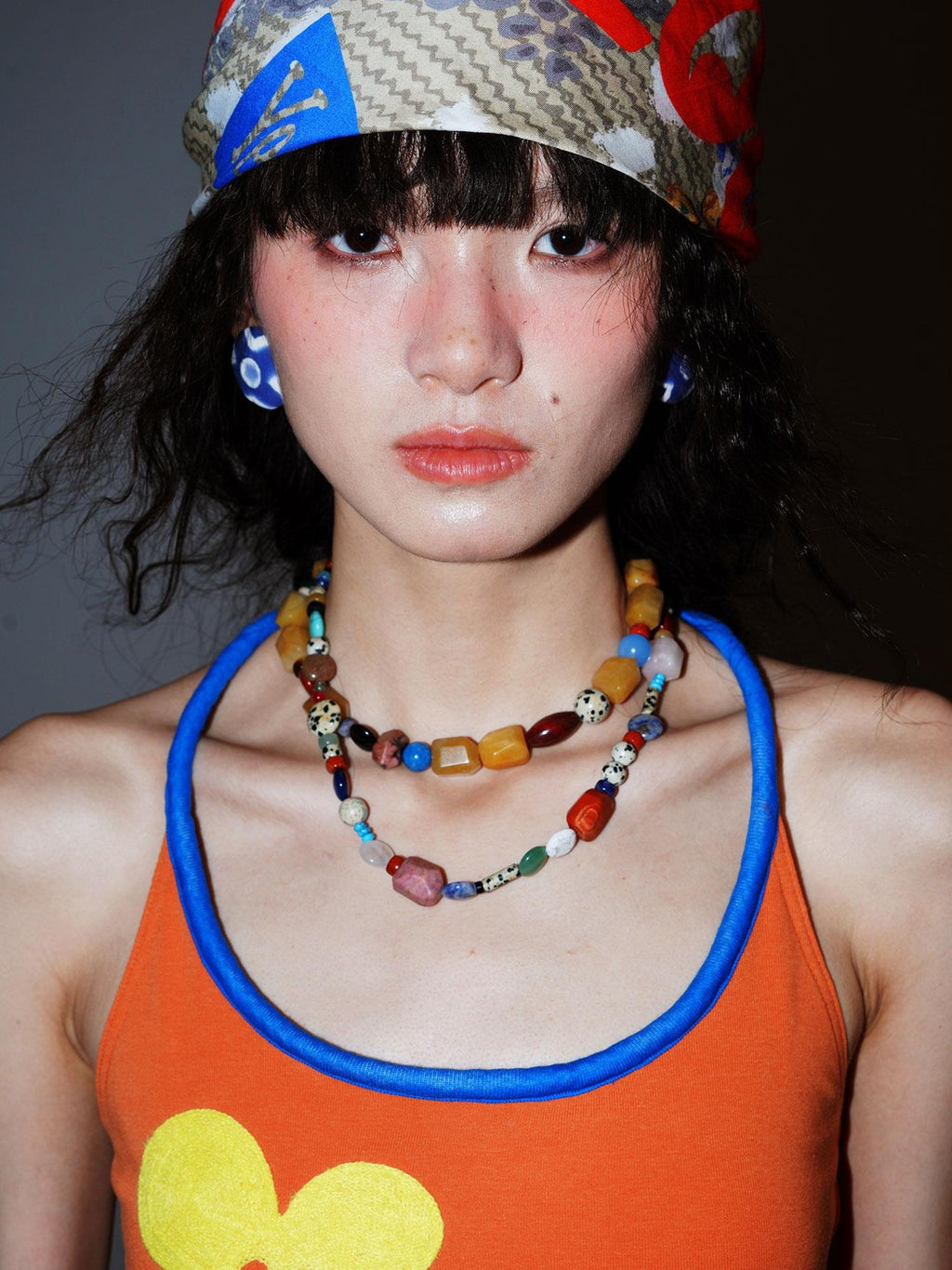 badtaste Bright Colorblock 3d Embroidered Floral Racerback Women's Heavyweight Halter Tops