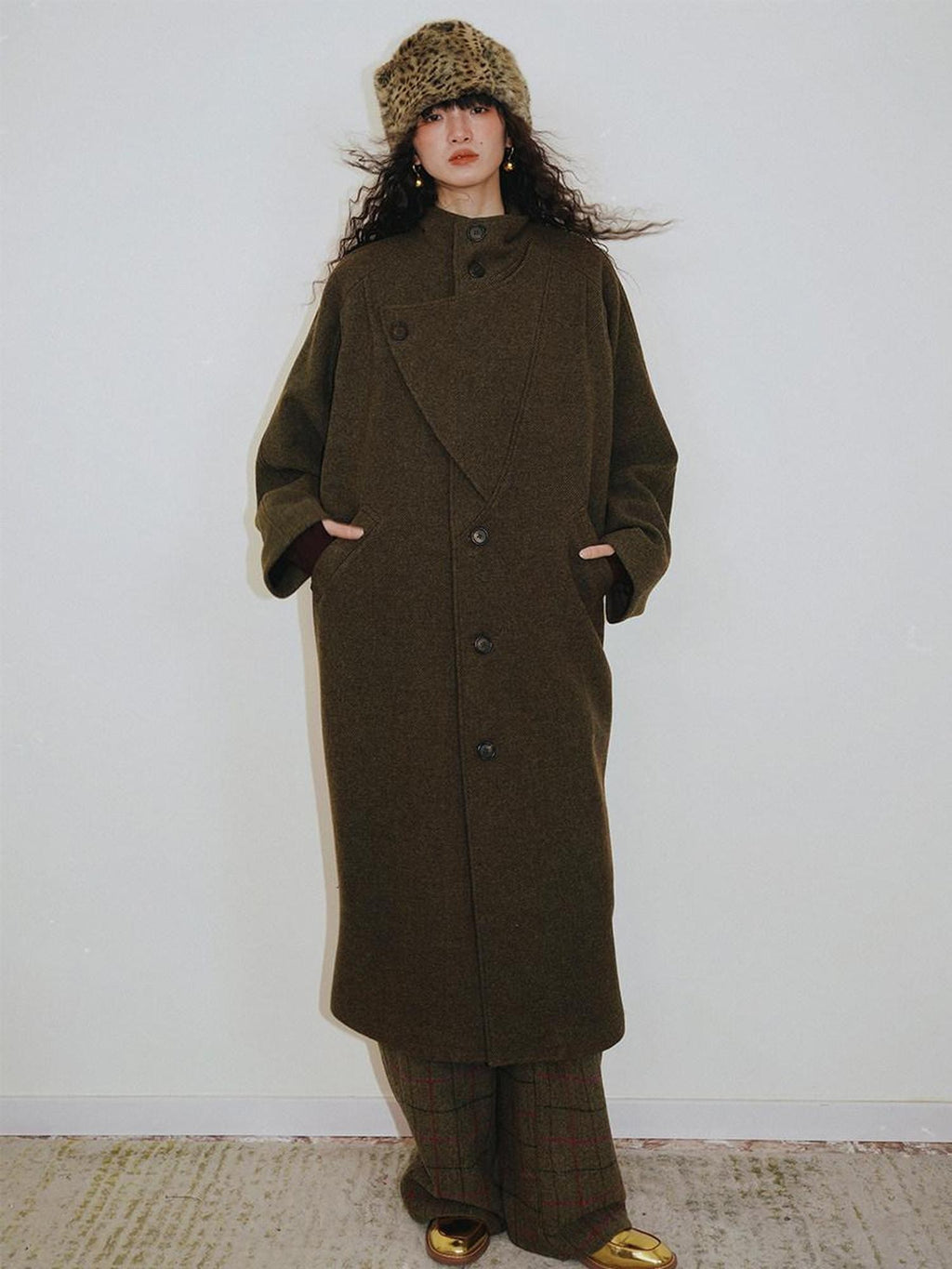 badtaste Brown Western Vintage Coin Classic Oversized Women's Long Coats