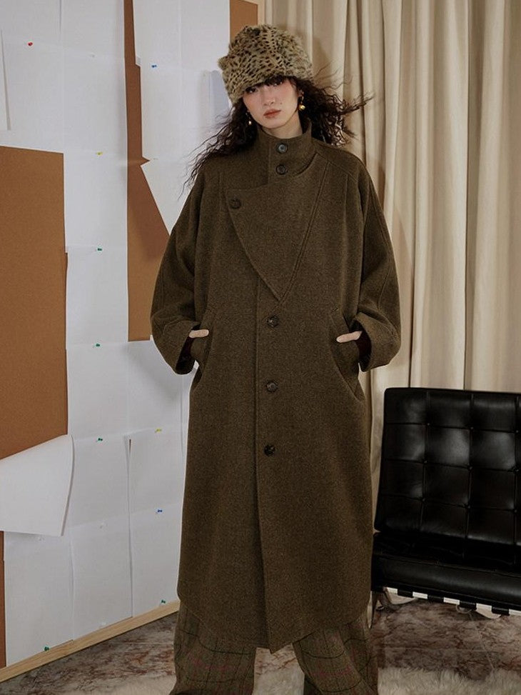badtaste Brown Western Vintage Coin Classic Oversized Women's Long Coats