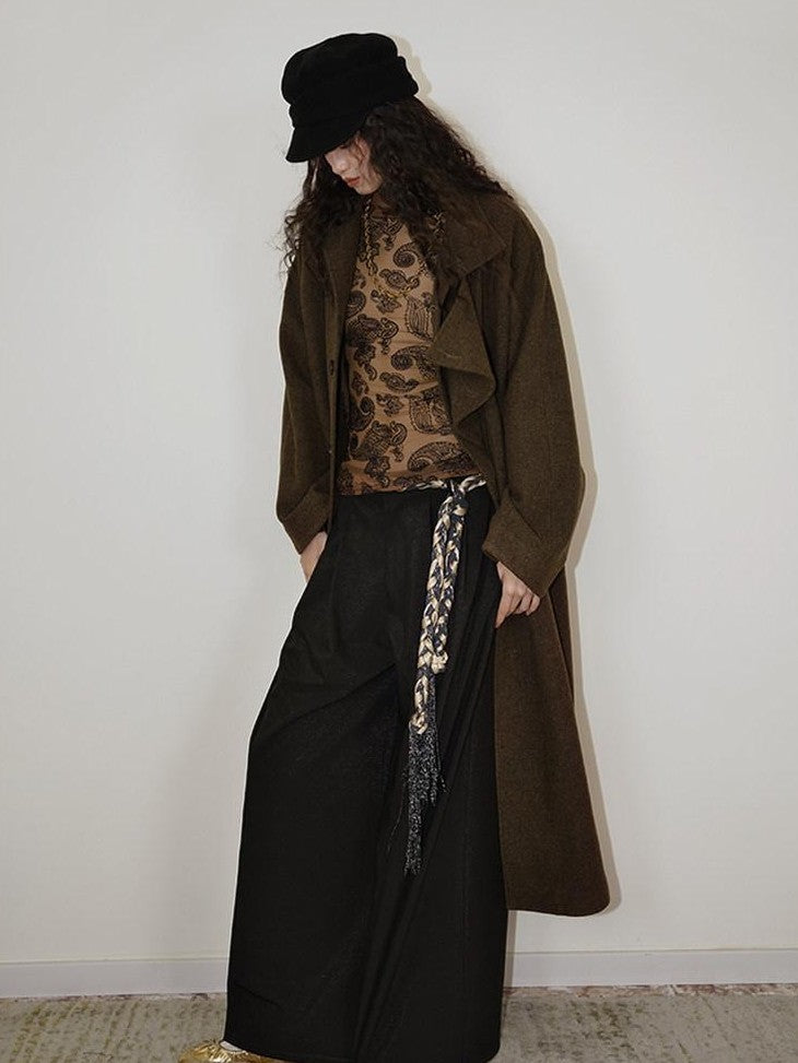 badtaste Brown Western Vintage Coin Classic Oversized Women's Long Coats