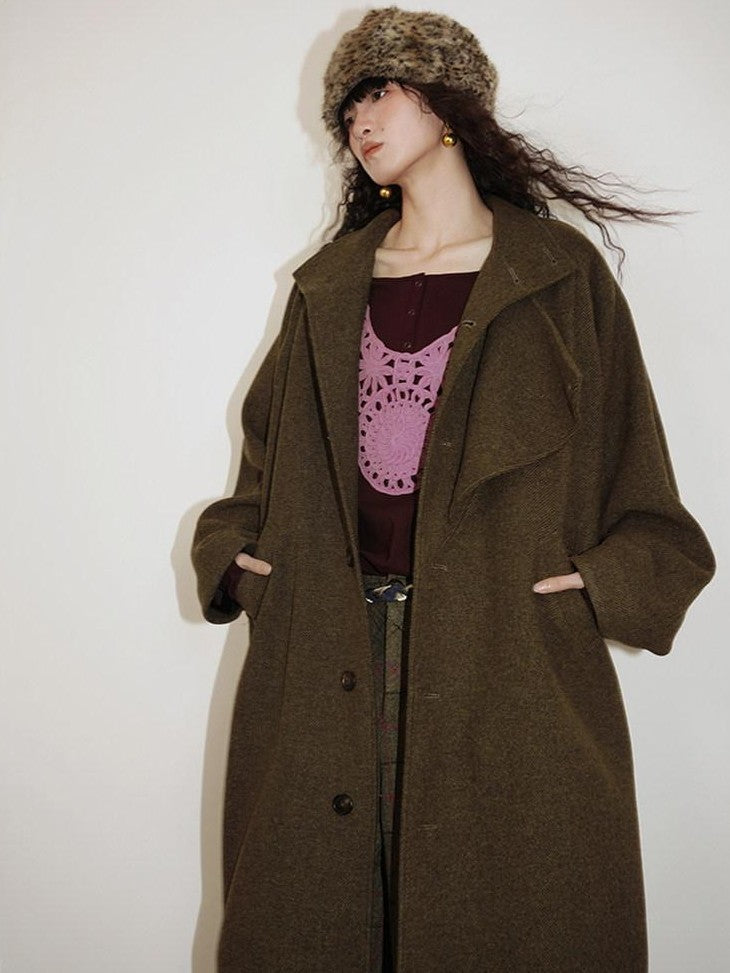 badtaste Brown Western Vintage Coin Classic Oversized Women's Long Coats