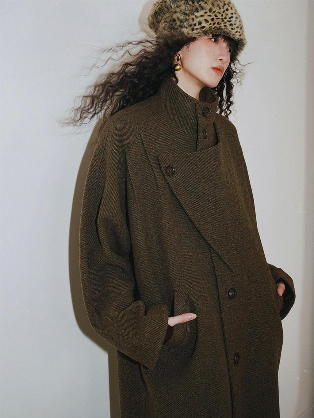 badtaste Brown Western Vintage Coin Classic Oversized Women's Long Coats