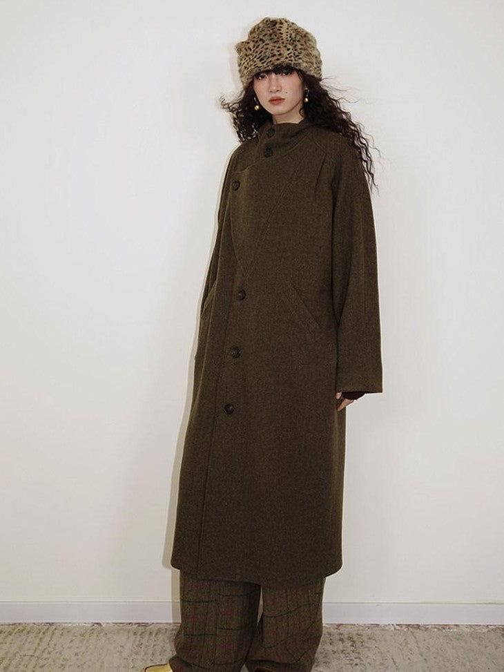 badtaste Brown Western Vintage Coin Classic Oversized Women's Long Coats