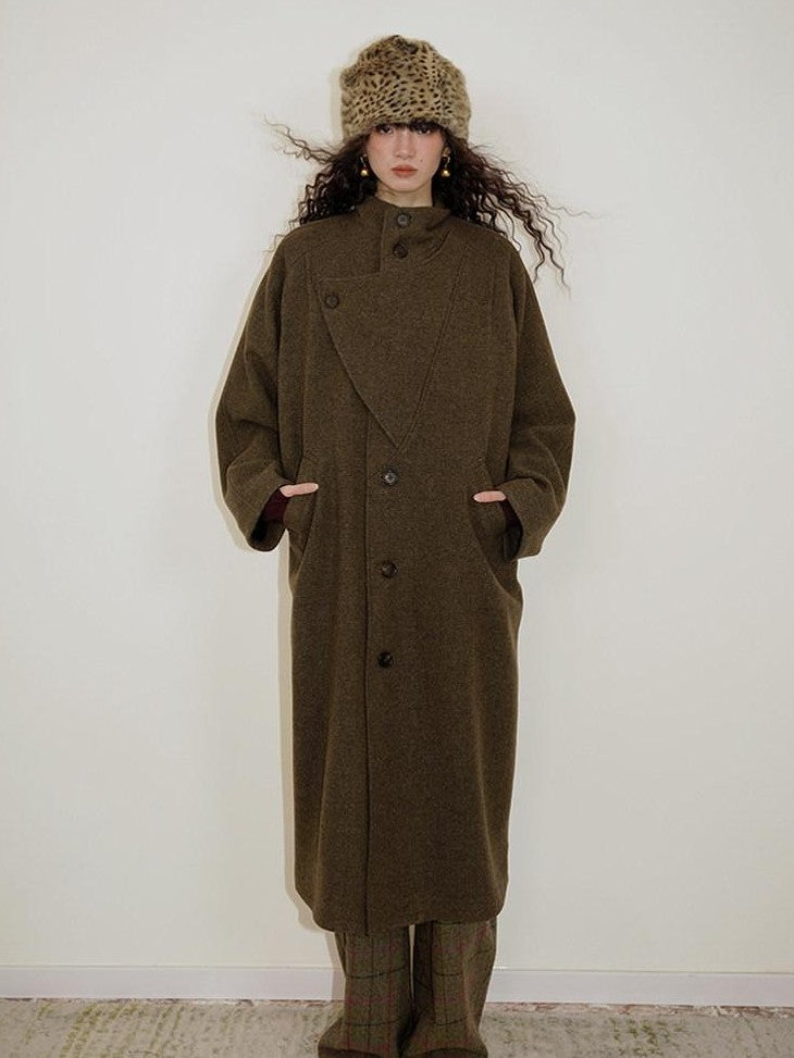 badtaste Brown Western Vintage Coin Classic Oversized Women's Long Coats