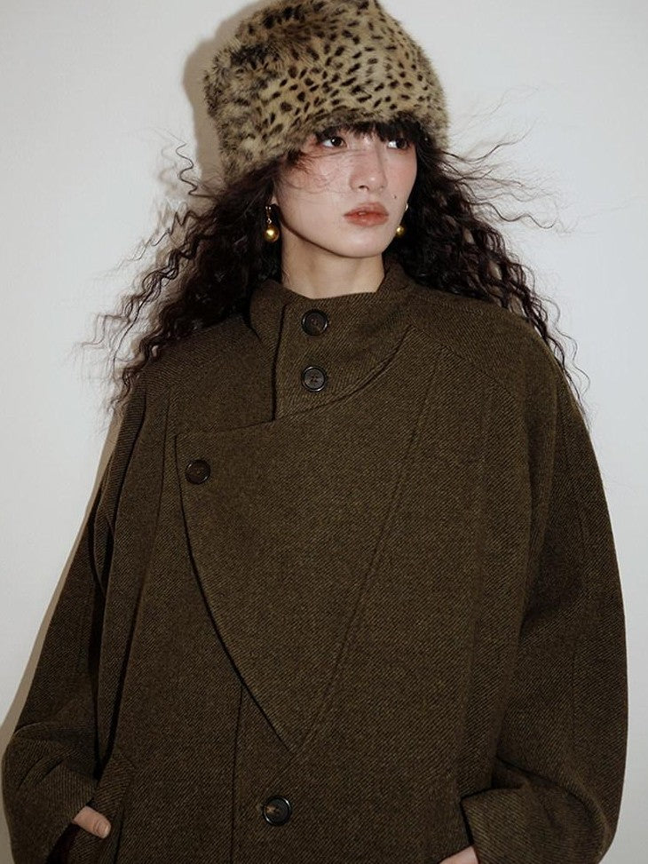 badtaste Brown Western Vintage Coin Classic Oversized Women's Long Coats