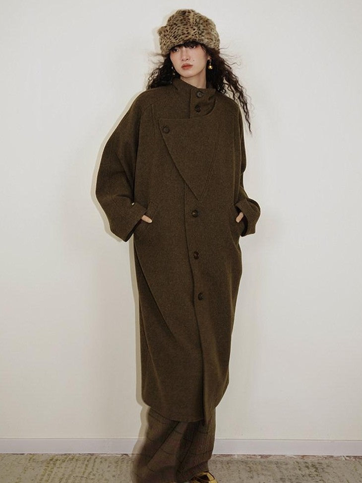 badtaste Brown Western Vintage Coin Classic Oversized Women's Long Coats