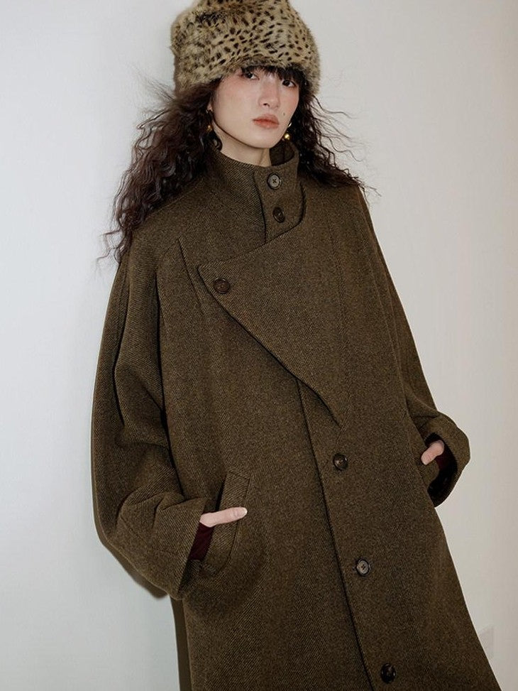 badtaste Brown Western Vintage Coin Classic Oversized Women's Long Coats