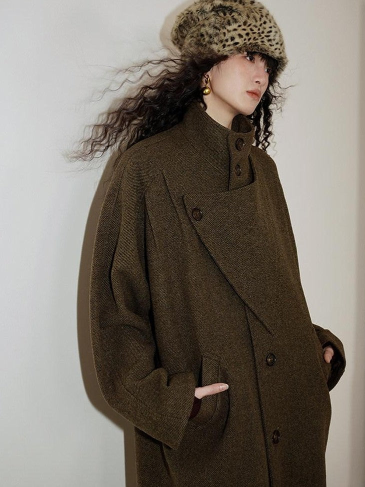 badtaste Brown Western Vintage Coin Classic Oversized Women's Long Coats