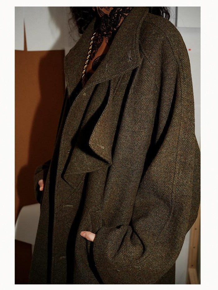 badtaste Brown Western Vintage Coin Classic Oversized Women's Long Coats