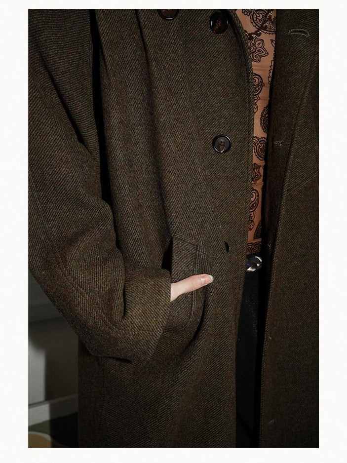 badtaste Brown Western Vintage Coin Classic Oversized Women's Long Coats