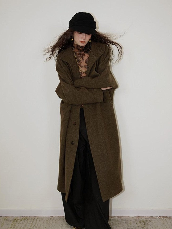 badtaste Brown Western Vintage Coin Classic Oversized Women's Long Coats
