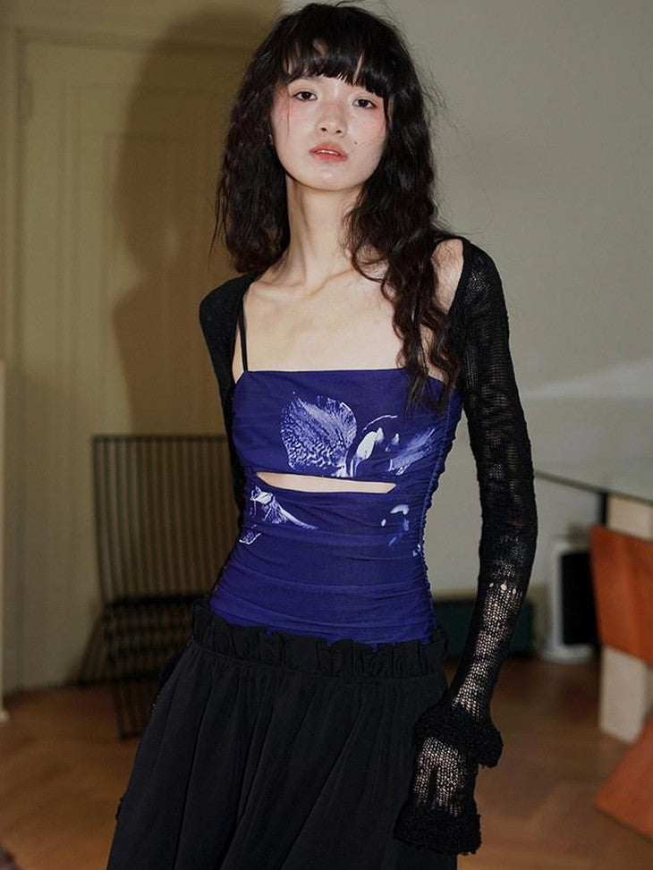 badtaste Chinese Floral Patchwork Cutout Faux Two Piece Women's Slip Maxi Dresses