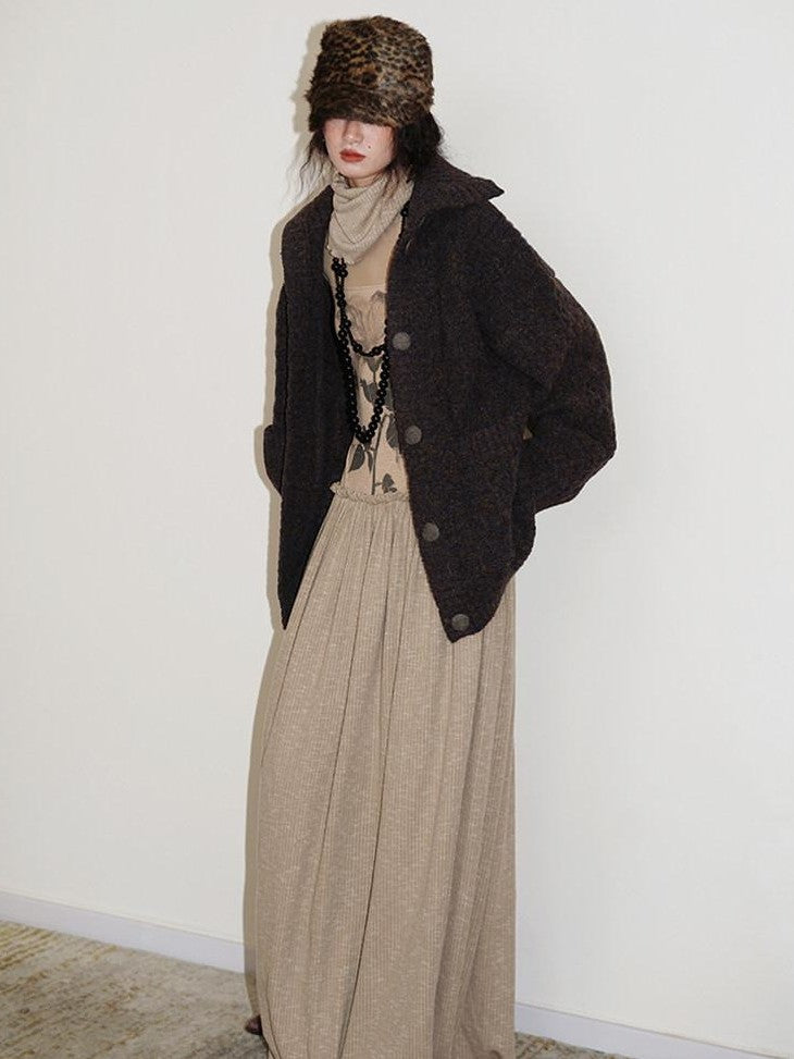 badtaste Chinese Print Panel High Neck Sheer Long Sleeve Women's Casual Maxi Dresses