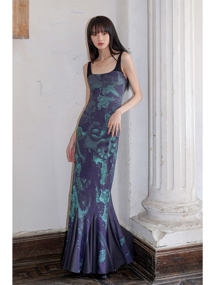 badtaste_Chinese_Print_Patchwork_Adjustable_Straps_Mermaid_Women's_Bodycon_Maxi_Dresses_705287337300_MISSTT