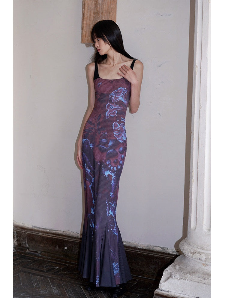 badtaste_Chinese_Print_Patchwork_Adjustable_Straps_Mermaid_Women's_Bodycon_Maxi_Dresses_705287337300_MISSTT