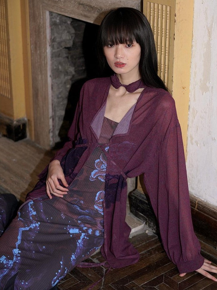 badtaste Chinese Print Patchwork Adjustable Straps Mermaid Women's Bodycon Maxi Dresses