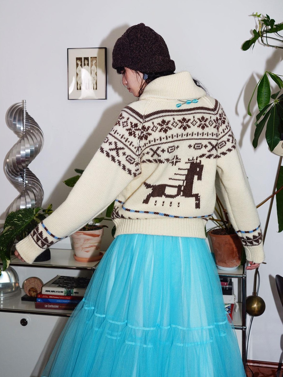 badtaste Chunky Fair Isle Knit Thick Loose Fit Women's 100 Percent Wool Cardigans