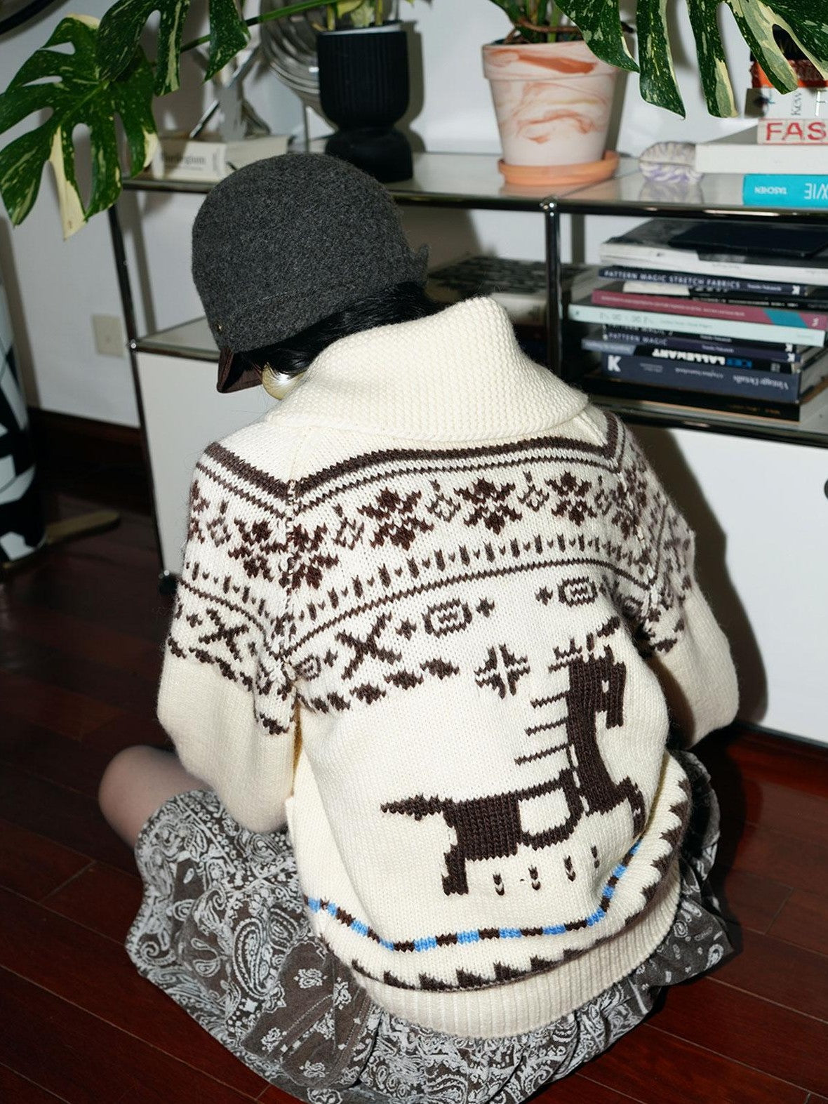 badtaste Chunky Fair Isle Knit Thick Loose Fit Women's 100 Percent Wool Cardigans