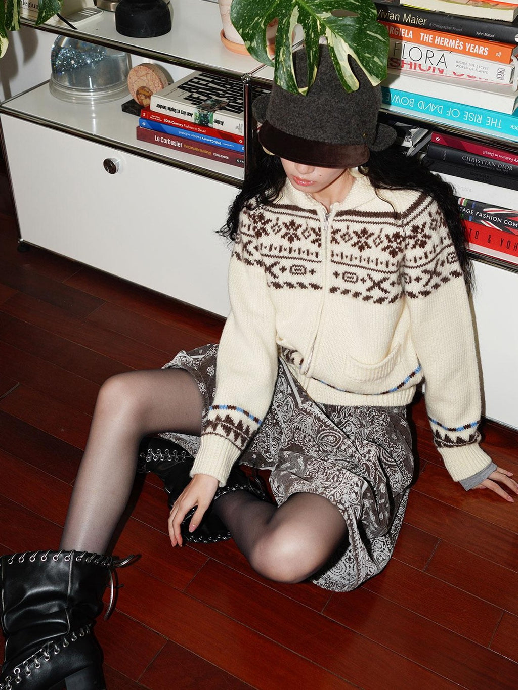 badtaste Chunky Fair Isle Knit Thick Loose Fit Women's 100 Percent Wool Cardigans