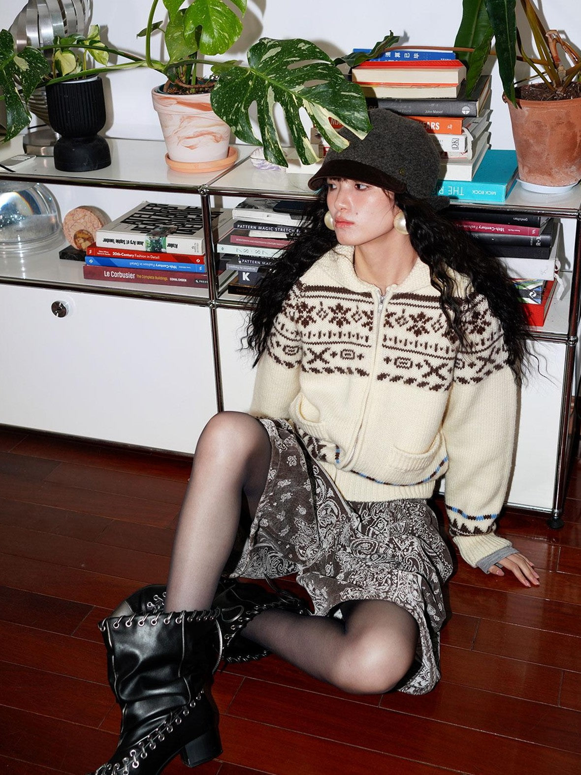 badtaste Chunky Fair Isle Knit Thick Loose Fit Women's 100 Percent Wool Cardigans