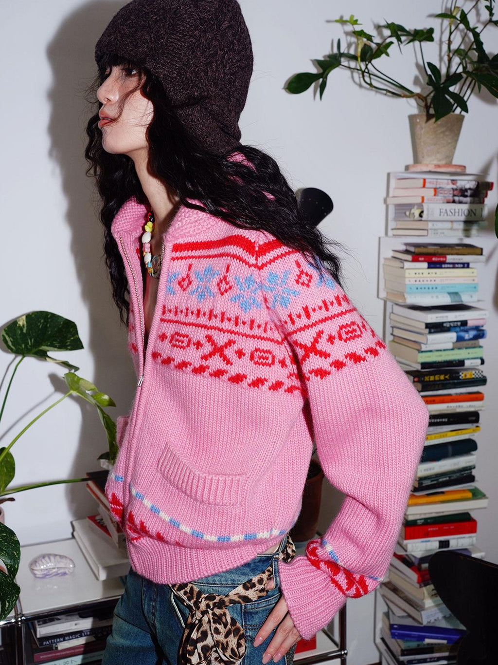 badtaste Chunky Fair Isle Knit Thick Loose Fit Women's 100 Percent Wool Cardigans