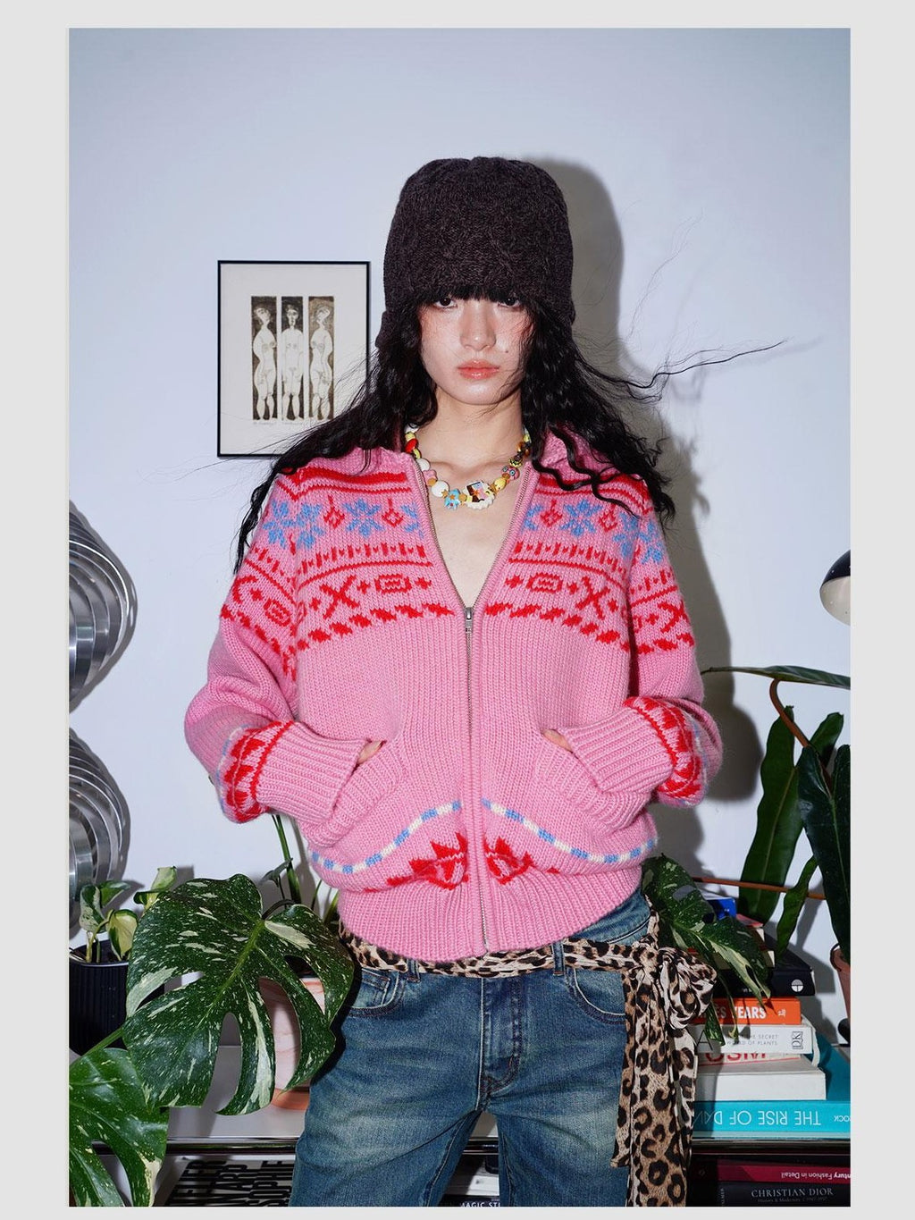 badtaste Chunky Fair Isle Knit Thick Loose Fit Women's 100 Percent Wool Cardigans