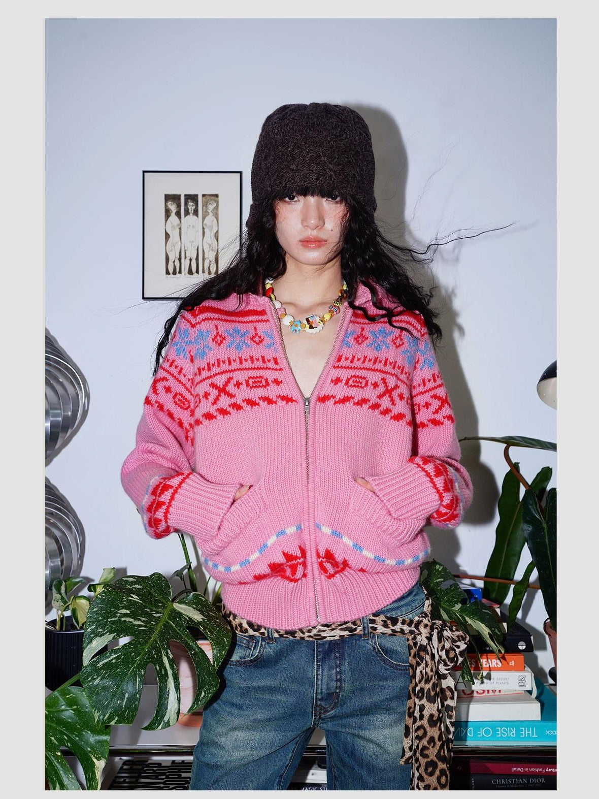 badtaste Chunky Fair Isle Knit Thick Loose Fit Women's 100 Percent Wool Cardigans