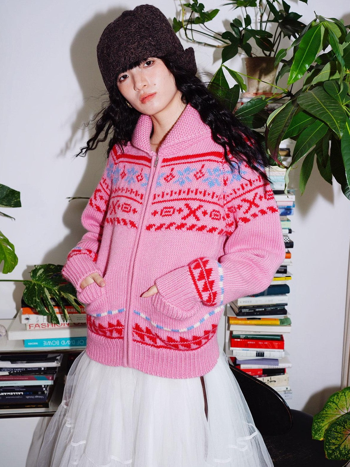 badtaste Chunky Fair Isle Knit Thick Loose Fit Women's 100 Percent Wool Cardigans