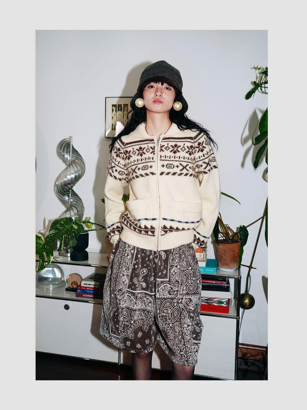 badtaste Chunky Fair Isle Knit Thick Loose Fit Women's 100 Percent Wool Cardigans